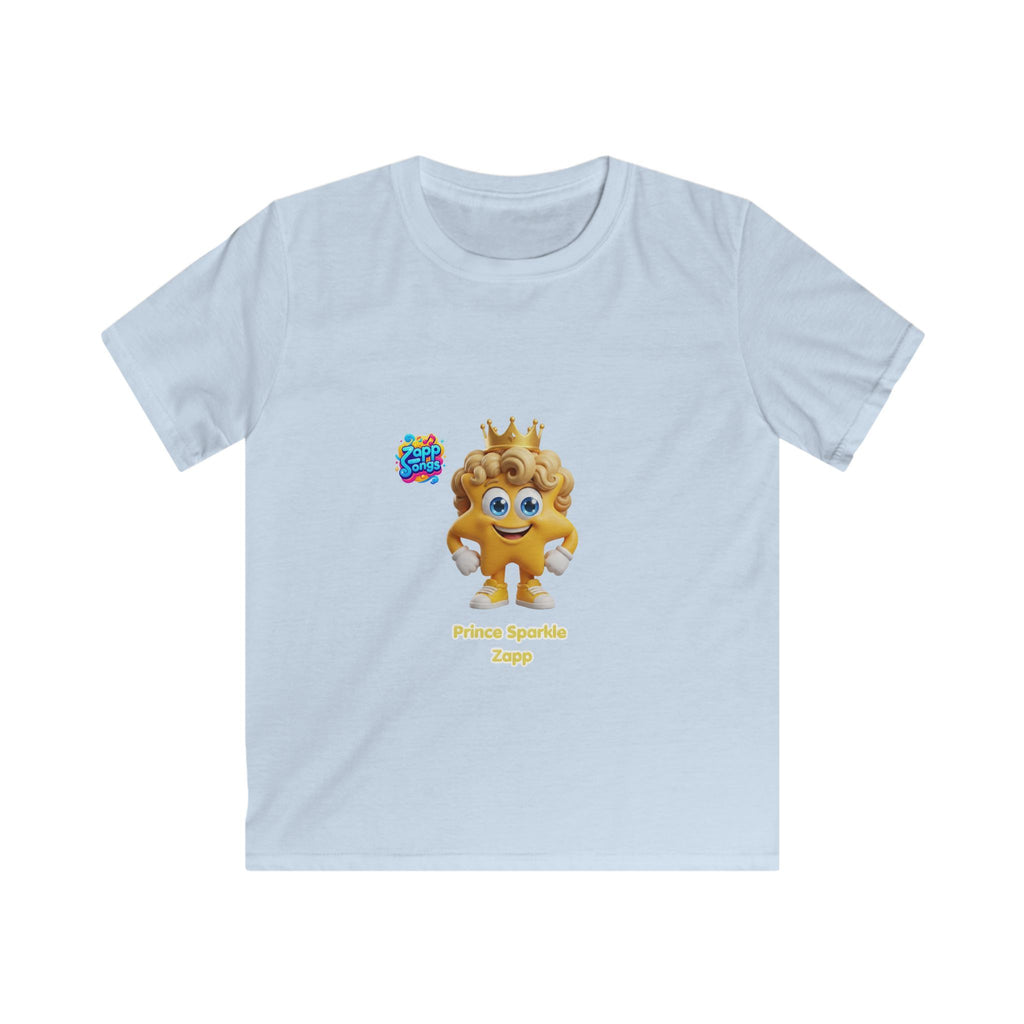 Kinder-T-Shirt – „Prinz Glitzer Zapp Figur“ Süße gekrönte Sonne Grafik