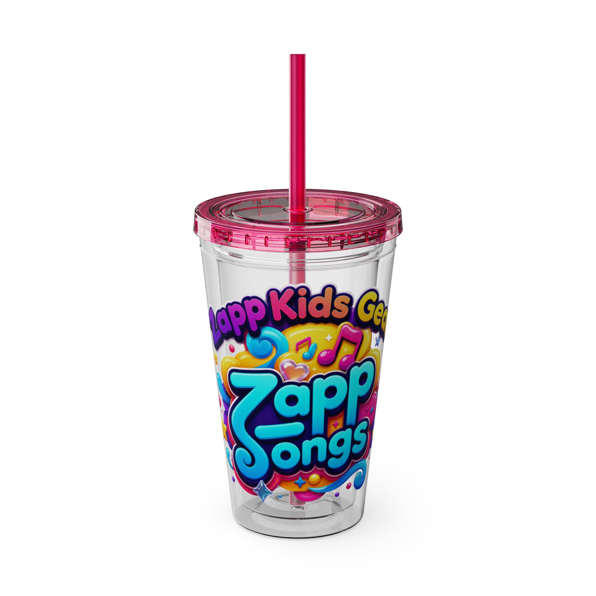 Zapp Songs Kids Tumbler with Straw — 16oz Colorful Music Logo Cup