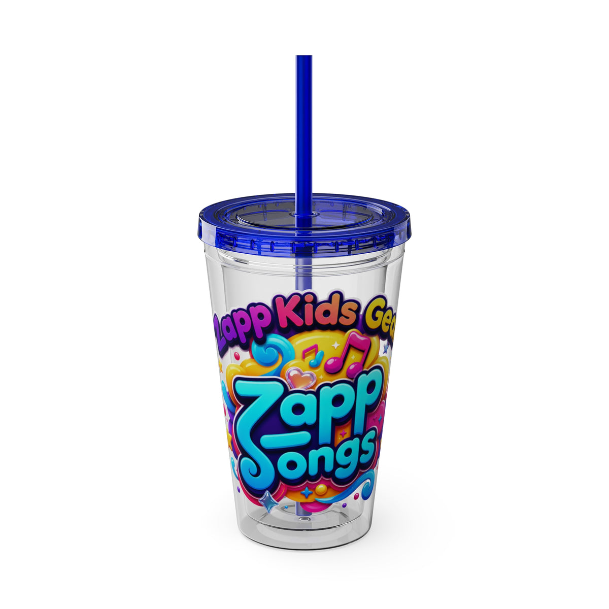 Zapp Songs Kids Tumbler with Straw — 16oz Colorful Music Logo Cup