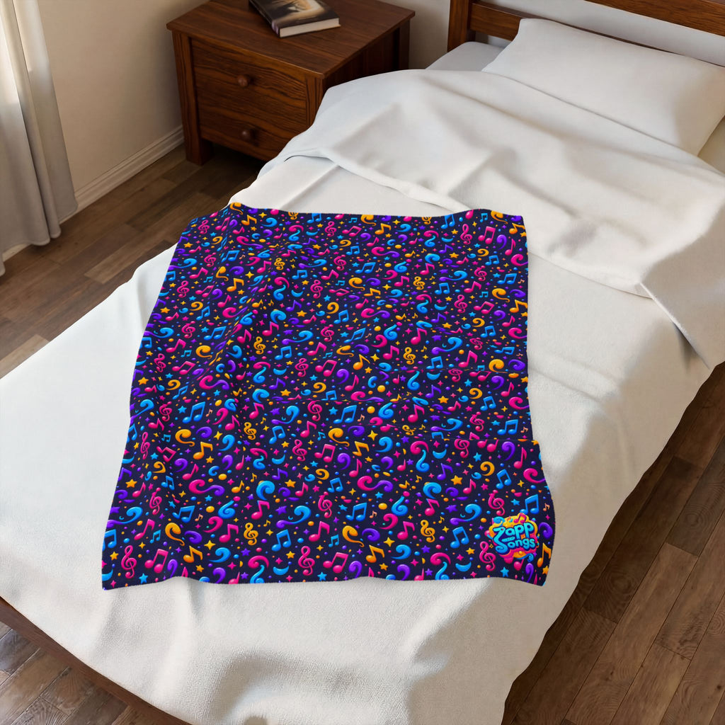 Zapp Songs Musical Notes Velveteen Plush Blanket