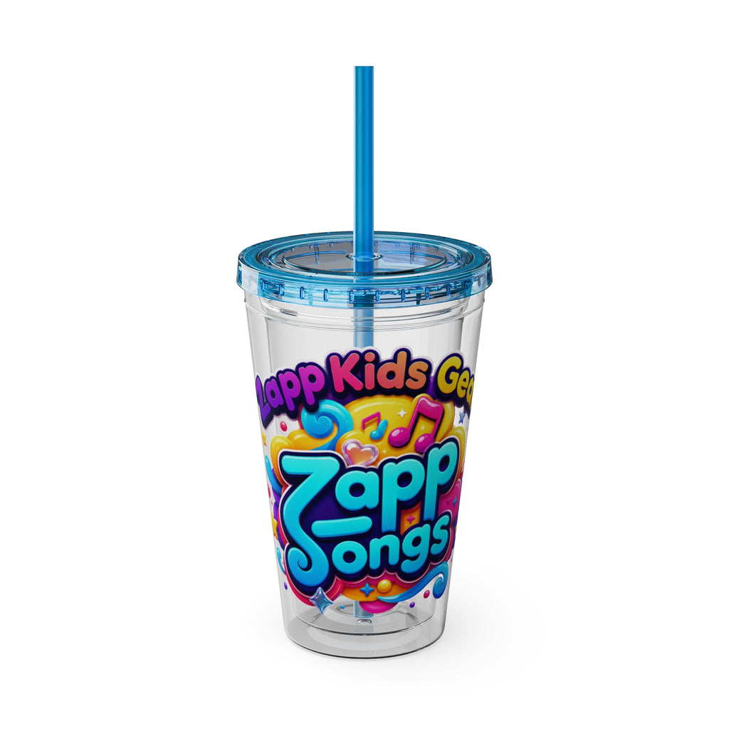 Zapp Songs Kids Tumbler with Straw — 16oz Colorful Music Logo Cup