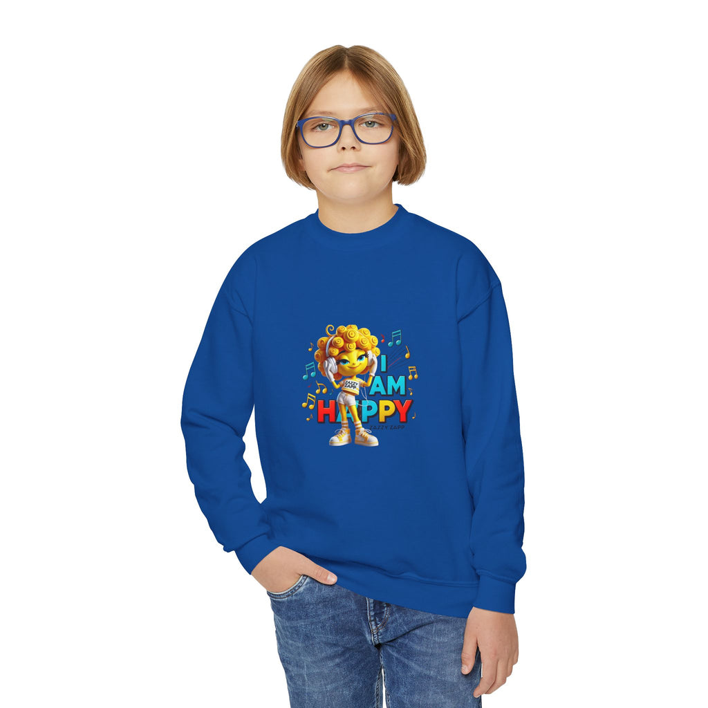Zazzy Zapp "I Am Happy" — Youth Crewneck Sweatshirt
