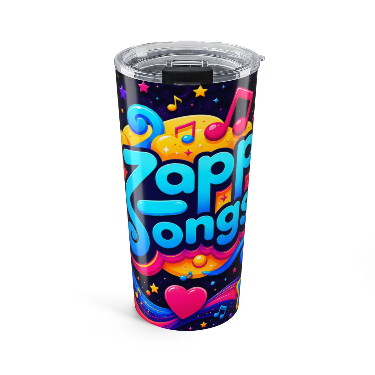 Music Vibes 20oz Tumbler — Colorful 'Zappy Songs' Stars & Notes Travel Cup