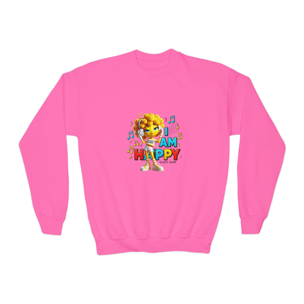 Zazzy Zapp "I Am Happy" — Youth Crewneck Sweatshirt