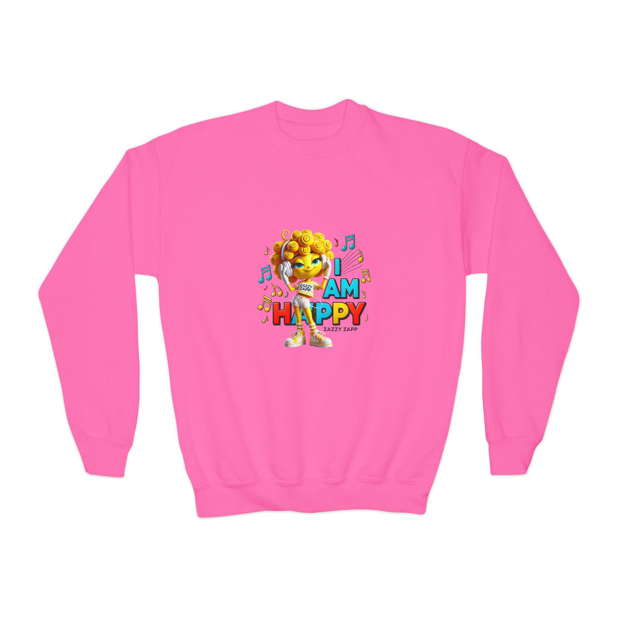 Zazzy Zapp "I Am Happy" — Youth Crewneck Sweatshirt