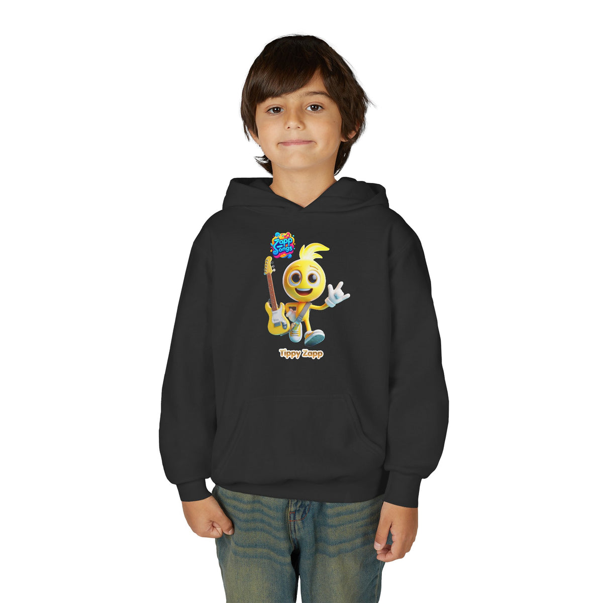 "Tippy Zapp" Guitar Character Kids Hoodie