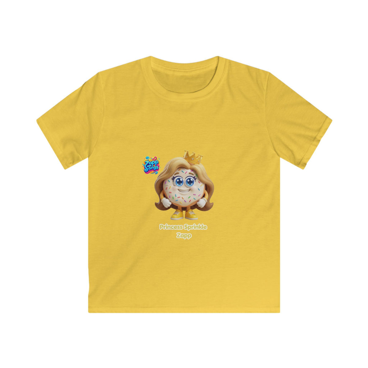 Kids Tee - Princess Sprinkle Donut Zapp Character  — Cute Crowned Sprinkle Character Shirt