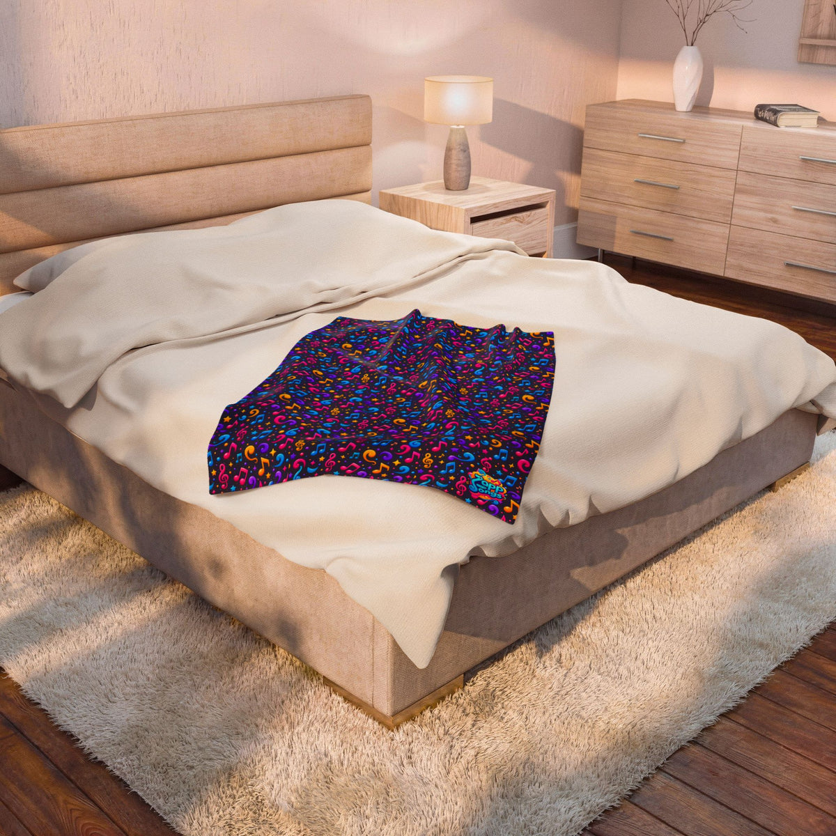 Zapp Songs Musical Notes Velveteen Plush Blanket
