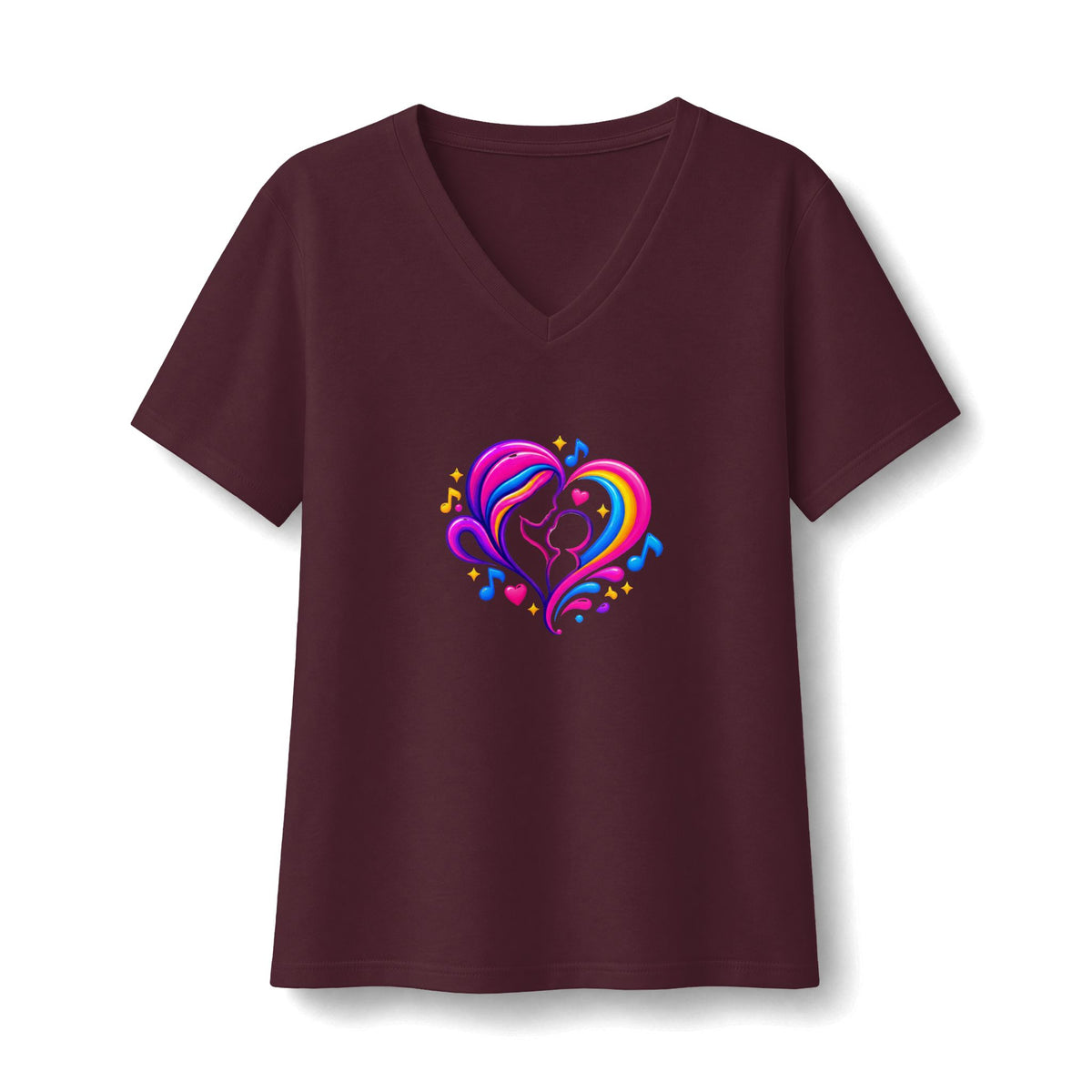 ZappMoms Mom and Child Heart Short Sleeve V-Neck Tee
