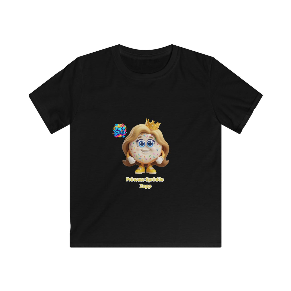 Kids Tee - Princess Sprinkle Donut Zapp Character  — Cute Crowned Sprinkle Character Shirt