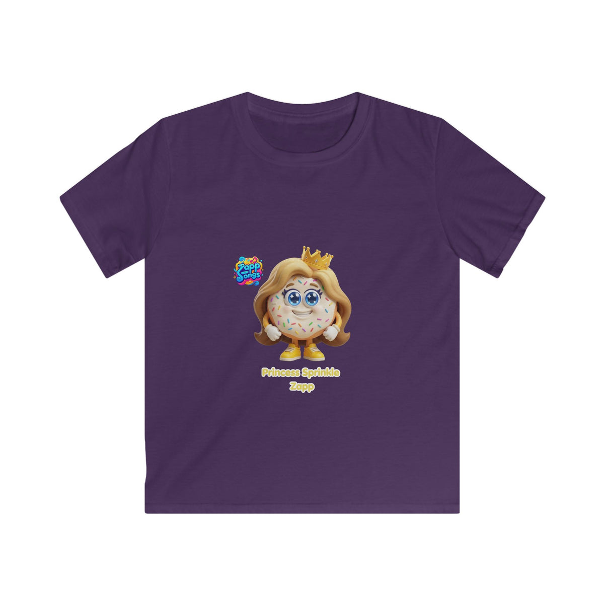 Kids Tee - Princess Sprinkle Donut Zapp Character  — Cute Crowned Sprinkle Character Shirt