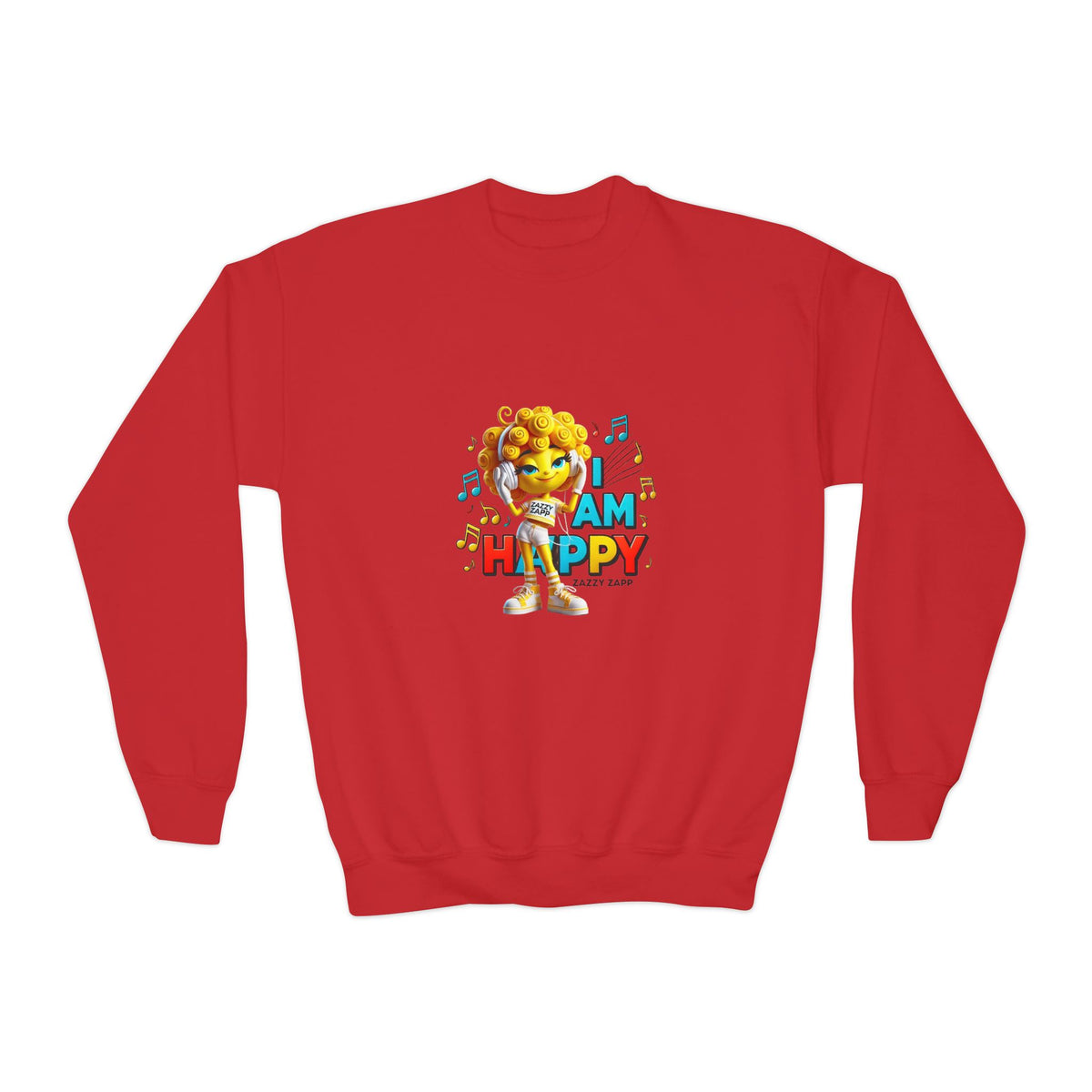 Zazzy Zapp "I Am Happy" — Youth Crewneck Sweatshirt