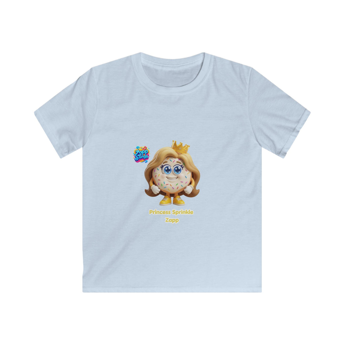 Kids Tee - Princess Sprinkle Donut Zapp Character  — Cute Crowned Sprinkle Character Shirt
