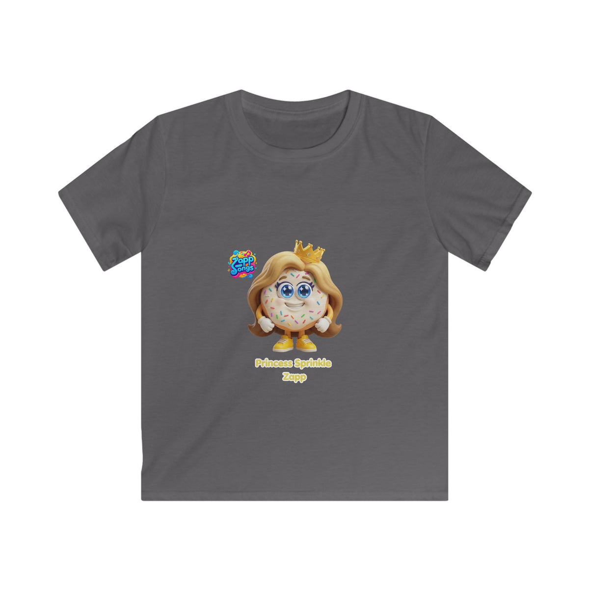 Kids Tee - Princess Sprinkle Donut Zapp Character  — Cute Crowned Sprinkle Character Shirt
