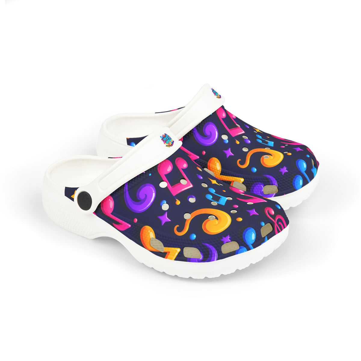 Zapp Kids Musical Notes EVA Foam Clogs — Colorful Music Print Slip-On Shoes
