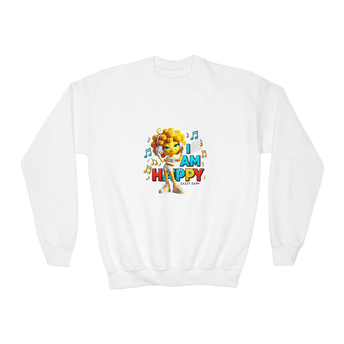 Zazzy Zapp "I Am Happy" — Youth Crewneck Sweatshirt