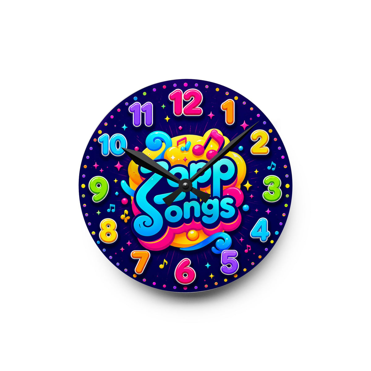 Acrylic Wall Clock — Colorful Kids "Zopp Songs" Musical Number Clock