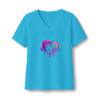 ZappMoms Mom and Child Heart Short Sleeve V-Neck Tee