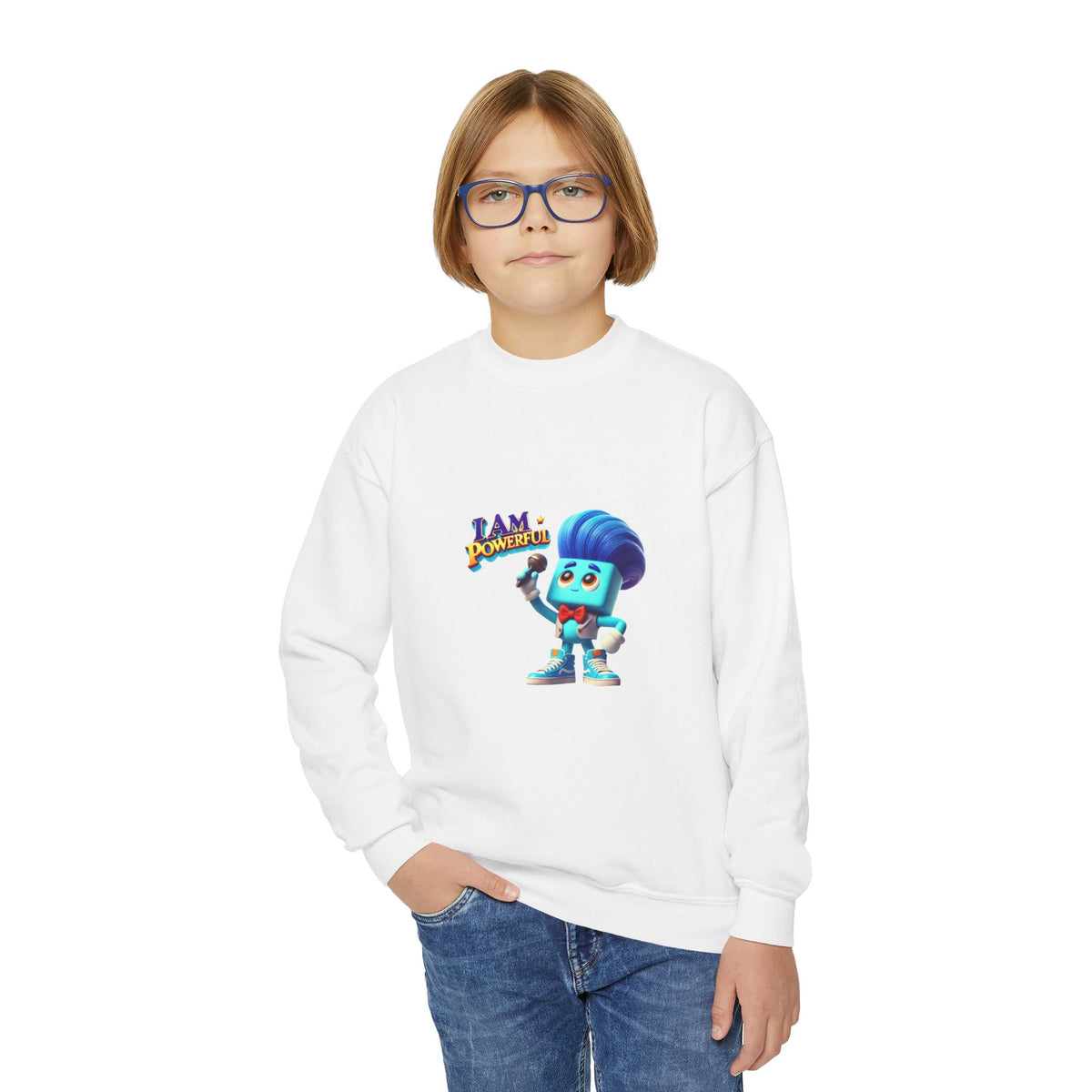Rappa Zapp "I Am Powerful" — Youth Crewneck Sweatshirt