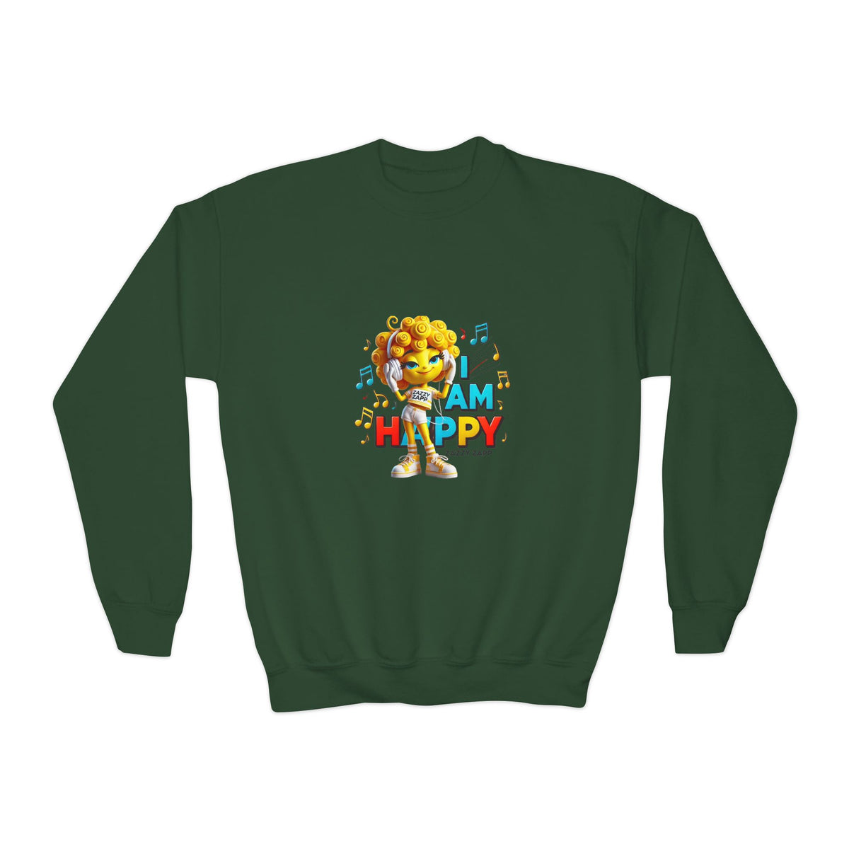 Zazzy Zapp "I Am Happy" — Youth Crewneck Sweatshirt