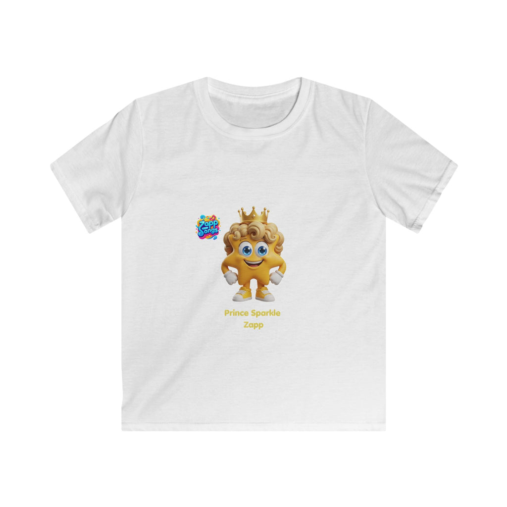 Kinder-T-Shirt – „Prinz Glitzer Zapp Figur“ Süße gekrönte Sonne Grafik