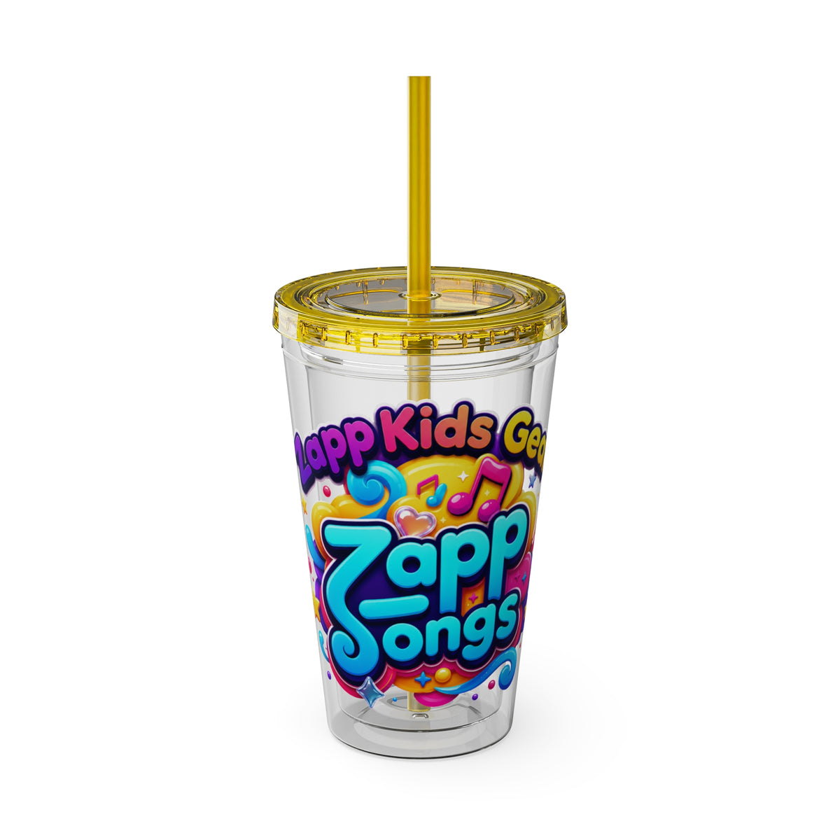 Zapp Songs Kids Tumbler with Straw — 16oz Colorful Music Logo Cup