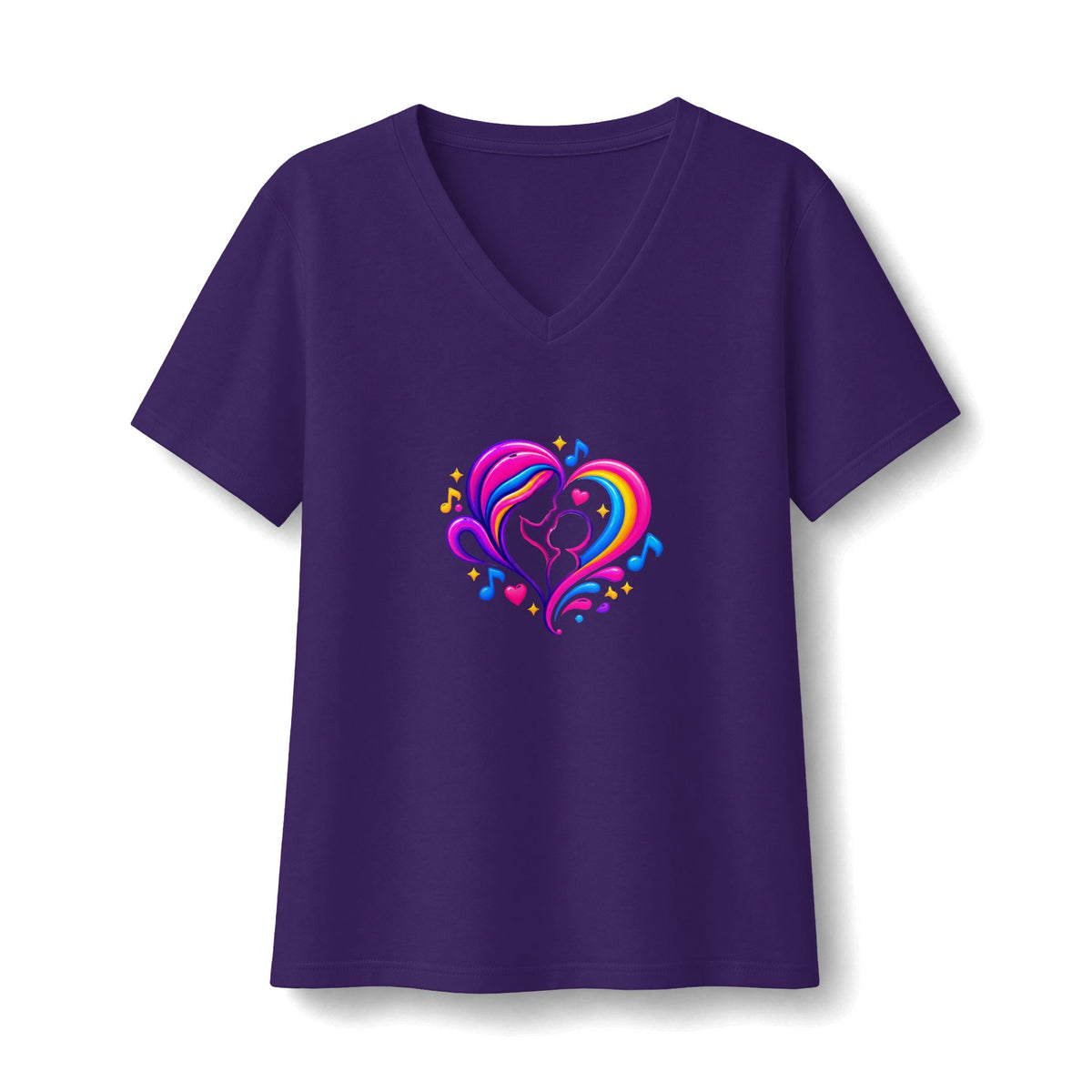 ZappMoms Mom and Child Heart Short Sleeve V-Neck Tee