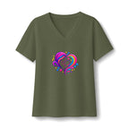 ZappMoms Mom and Child Heart Short Sleeve V-Neck Tee