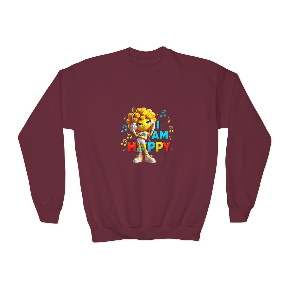 Zazzy Zapp "I Am Happy" — Youth Crewneck Sweatshirt