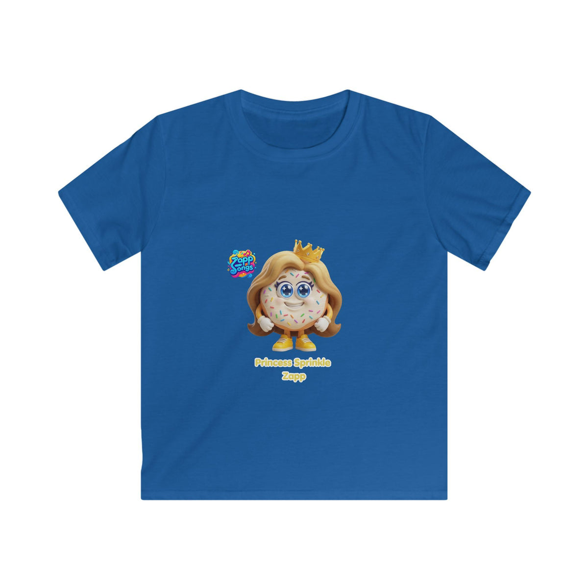 Kids Tee - Princess Sprinkle Donut Zapp Character  — Cute Crowned Sprinkle Character Shirt