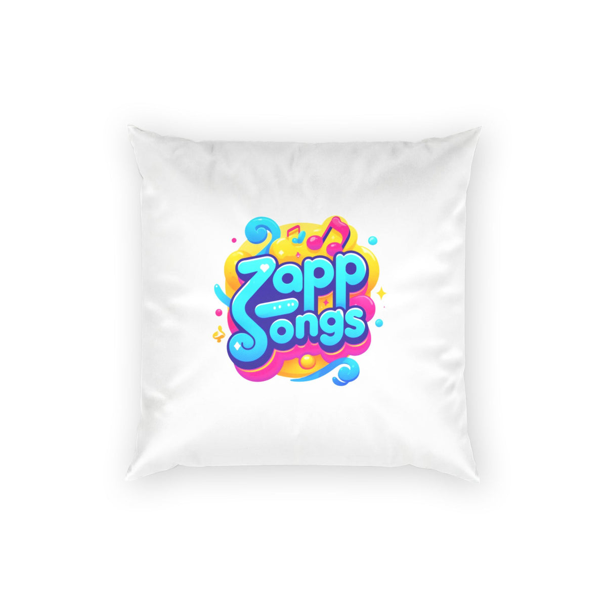 Zapp Songs Colorful Logo Poly Velvet Pillow — Bright Music-Themed Decorative Throw Pillow