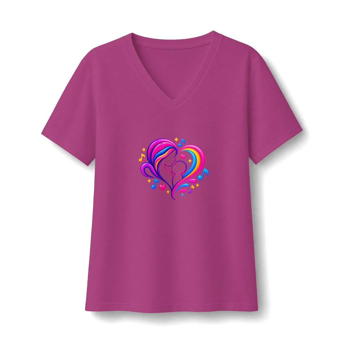 ZappMoms Mom and Child Heart Short Sleeve V-Neck Tee
