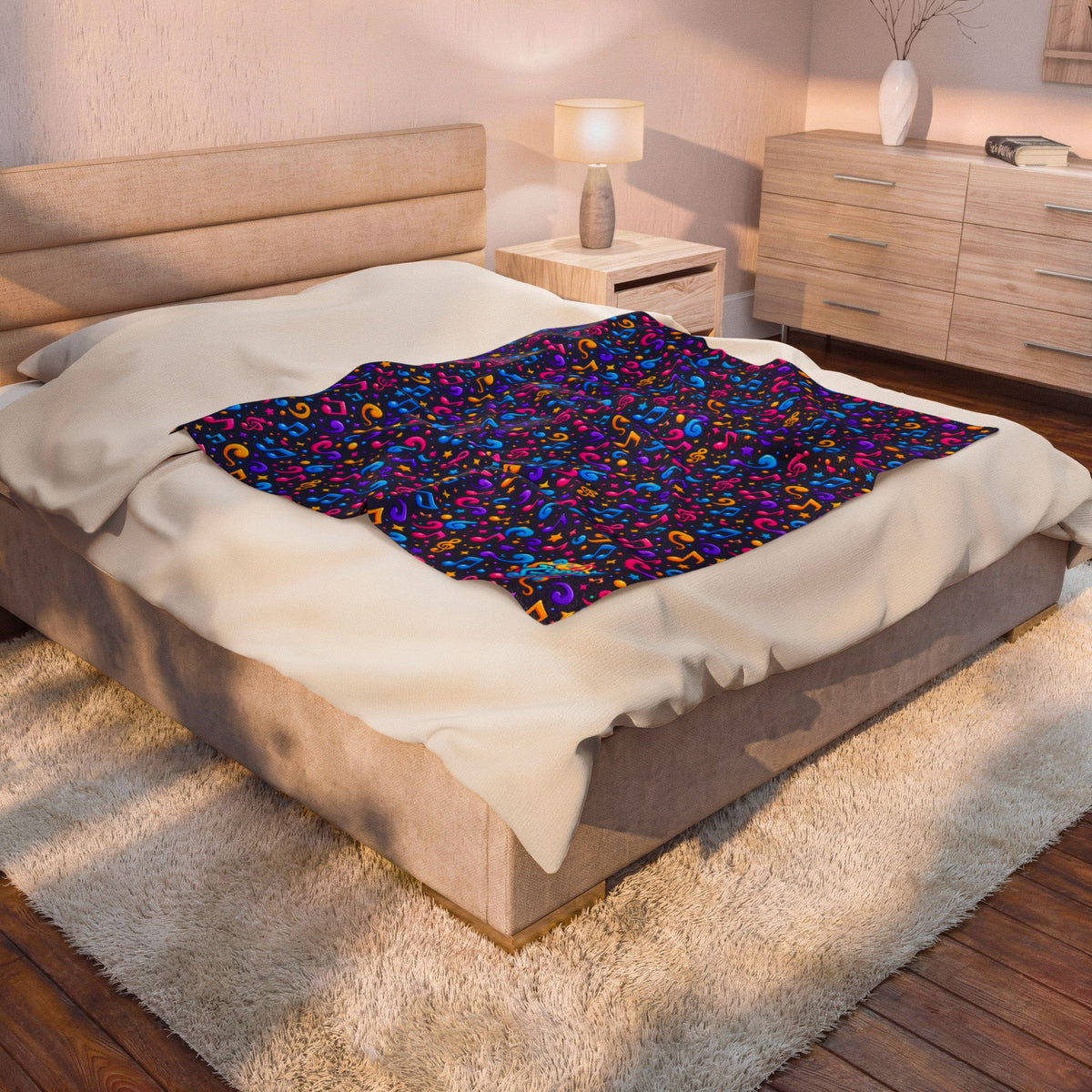 Zapp Songs Musical Notes Velveteen Plush Blanket