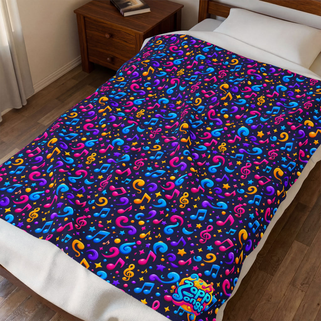Zapp Songs Musical Notes Velveteen Plush Blanket