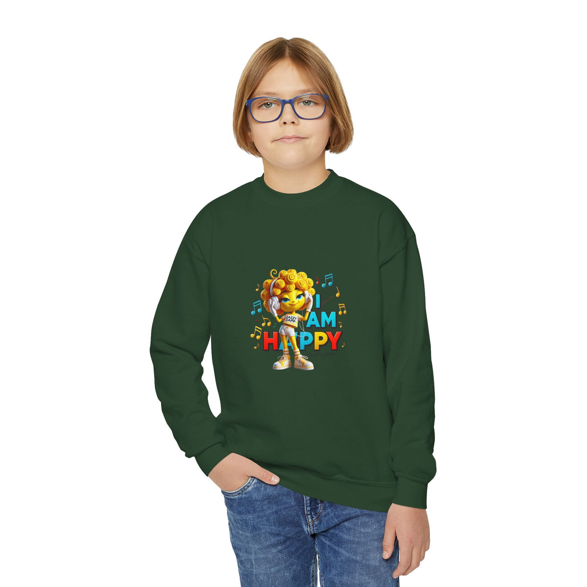 Zazzy Zapp "I Am Happy" — Youth Crewneck Sweatshirt