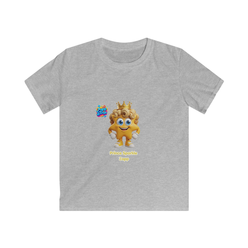 Kinder-T-Shirt – „Prinz Glitzer Zapp Figur“ Süße gekrönte Sonne Grafik