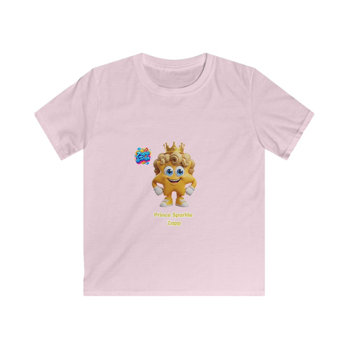 Kids Tee — "Prince Sparkle Zapp Character" Cute Crowned Sun Graphic