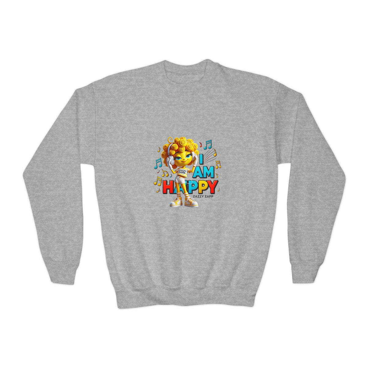Zazzy Zapp "I Am Happy" — Youth Crewneck Sweatshirt