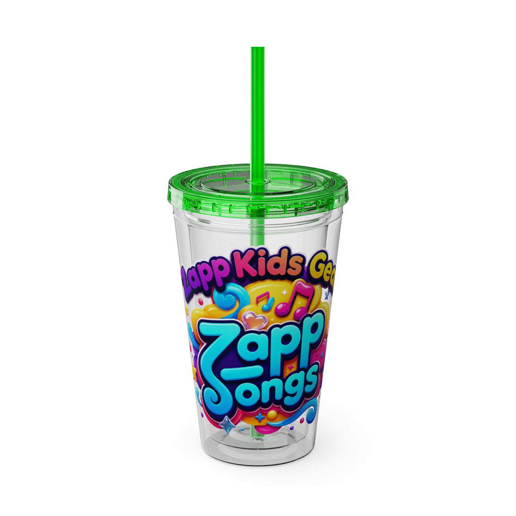 Zapp Songs Kids Tumbler with Straw — 16oz Colorful Music Logo Cup