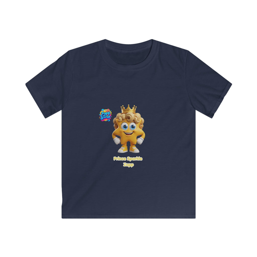 Kinder-T-Shirt – „Prinz Glitzer Zapp Figur“ Süße gekrönte Sonne Grafik