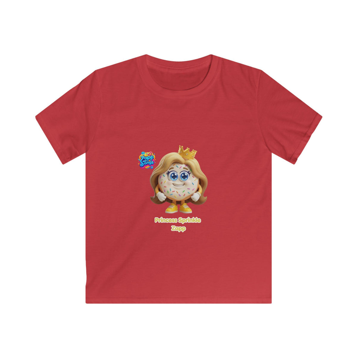Kids Tee - Princess Sprinkle Donut Zapp Character  — Cute Crowned Sprinkle Character Shirt