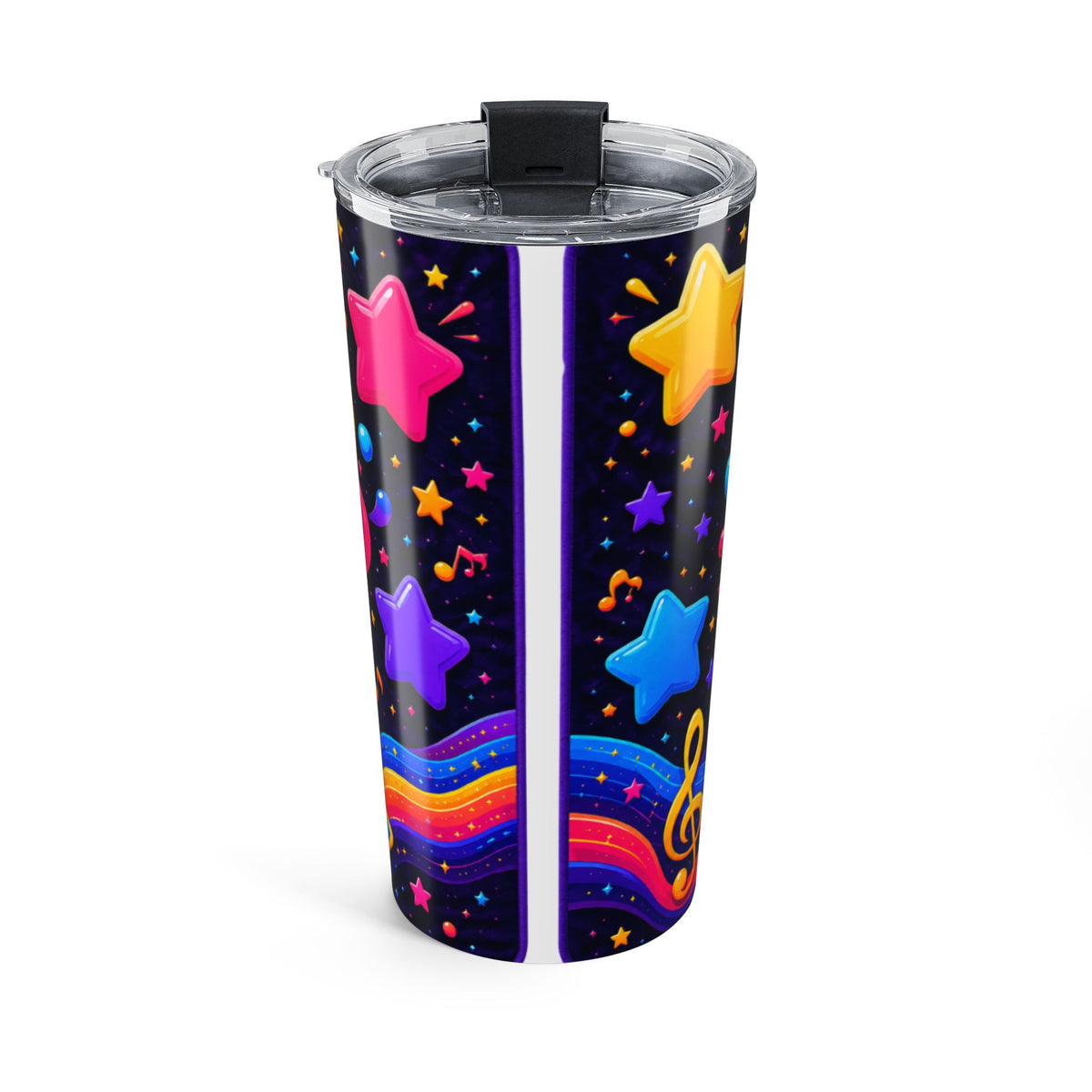 Music Vibes 20oz Tumbler — Colorful 'Zappy Songs' Stars & Notes Travel Cup