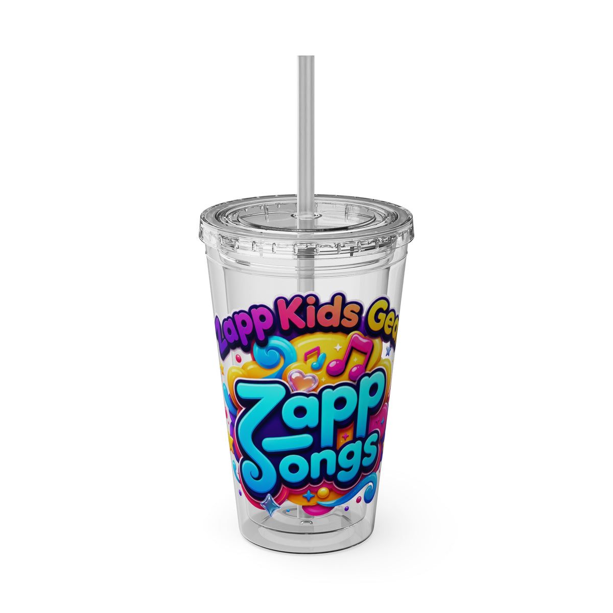 Zapp Songs Kids Tumbler with Straw — 16oz Colorful Music Logo Cup